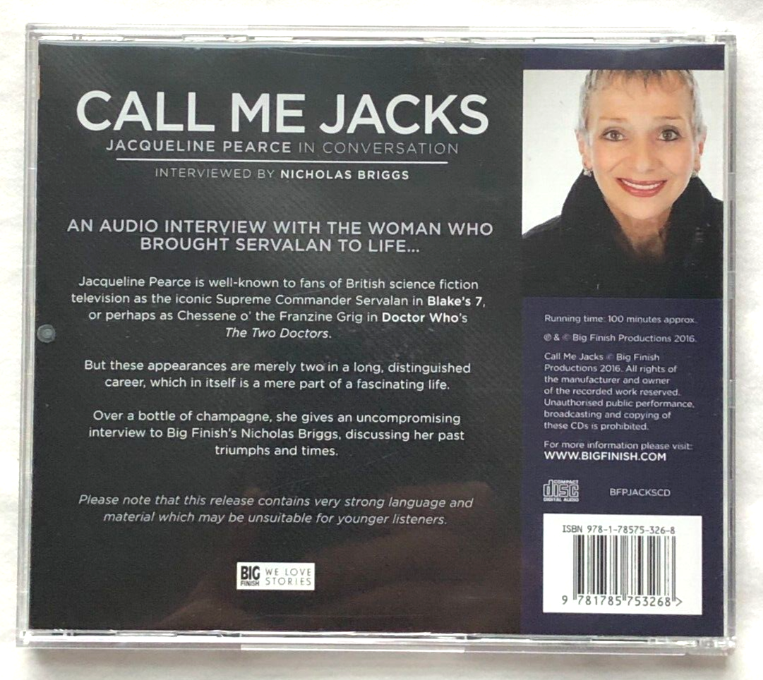 CALL ME JACKS Big Finish Interview CD signed by JACQUELINE PEARCE (BLAKE'S 7)