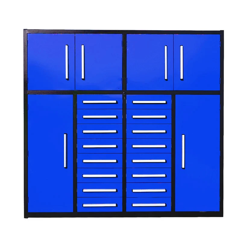 7FT Blue Pro Duty Steel 16 Drawers Tool Storage Cabinet All in One Workstation