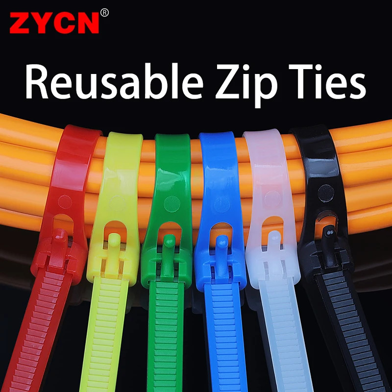 20PCS Reusable Nylon Cable Zip Ties Adjustable Releasable Plastic Wire Ties
