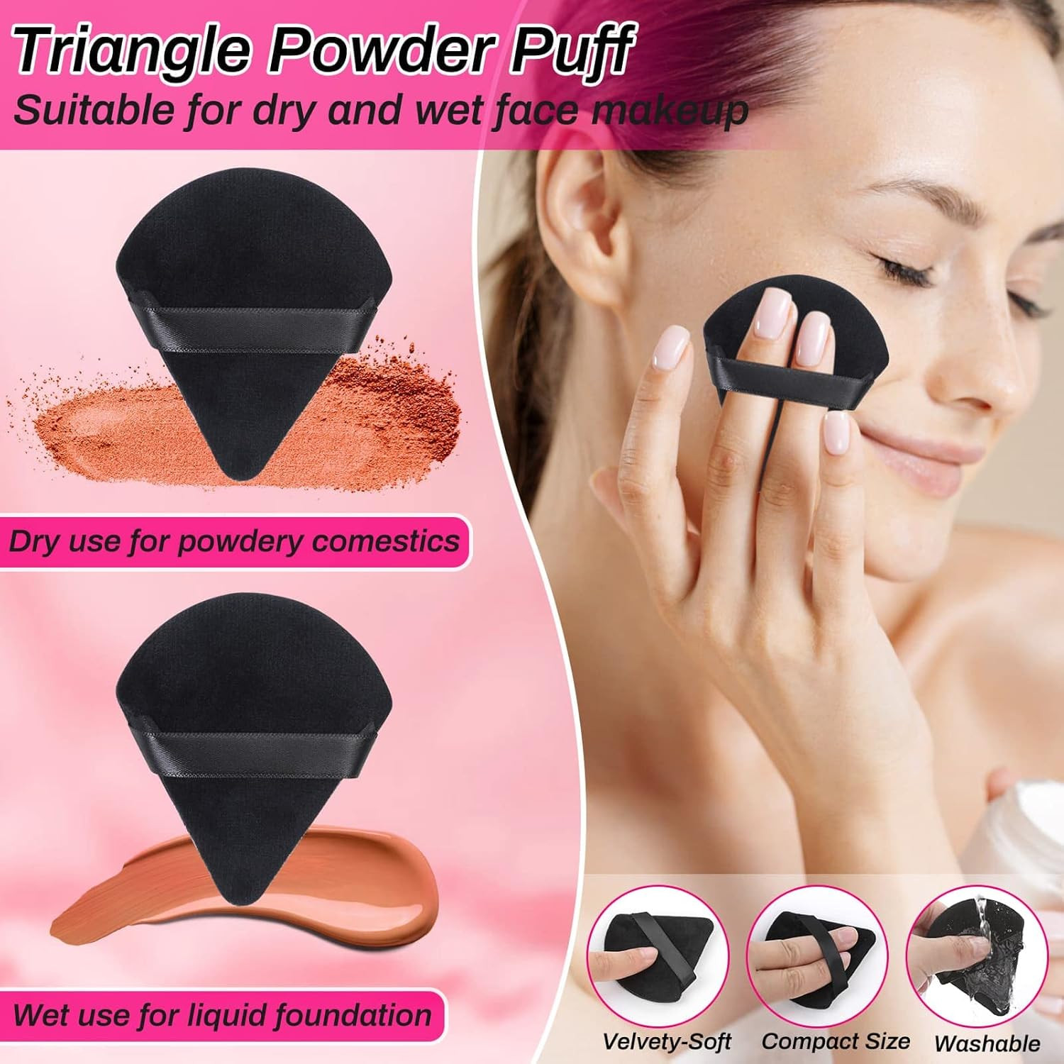 Disposable Makeup Accessories with Makeup Applicators Triangle Makeup Puffs, Mas