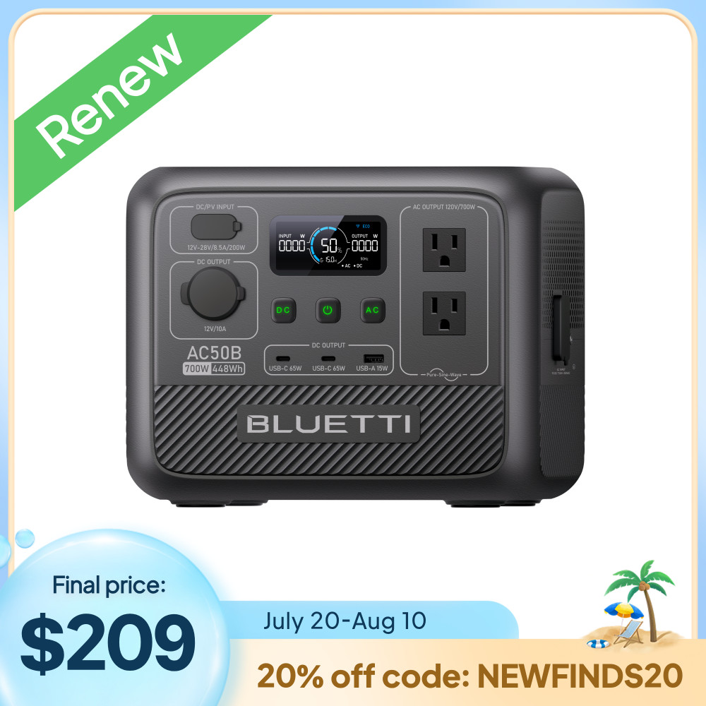 BLUETTI AC50B 700W 448Wh Portable Power Station LFP Battery for Camping Backup