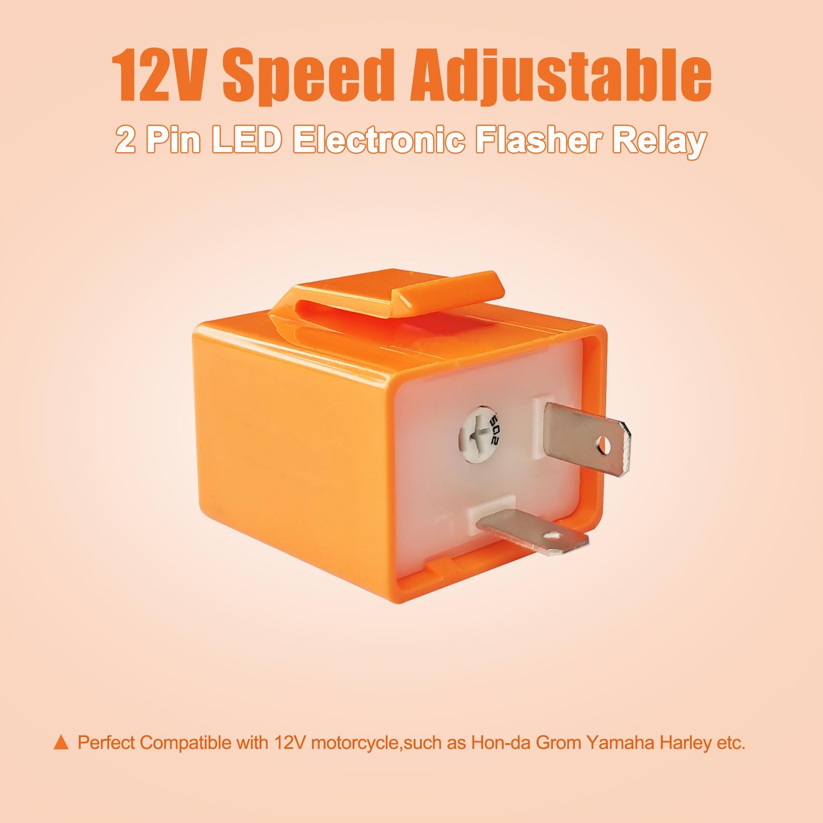 2Pcs 2Pin 12V Speed Adjustable LED Electronic Flasher Relay Fix Motorcycle Tu...