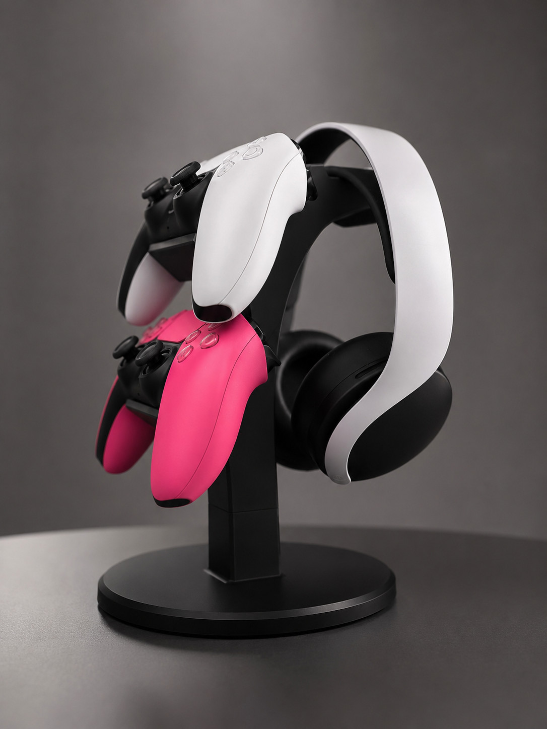 Controller Stand for PS5 & Xbox Controllers, Dual Gamepad and Headset Holder, Ga
