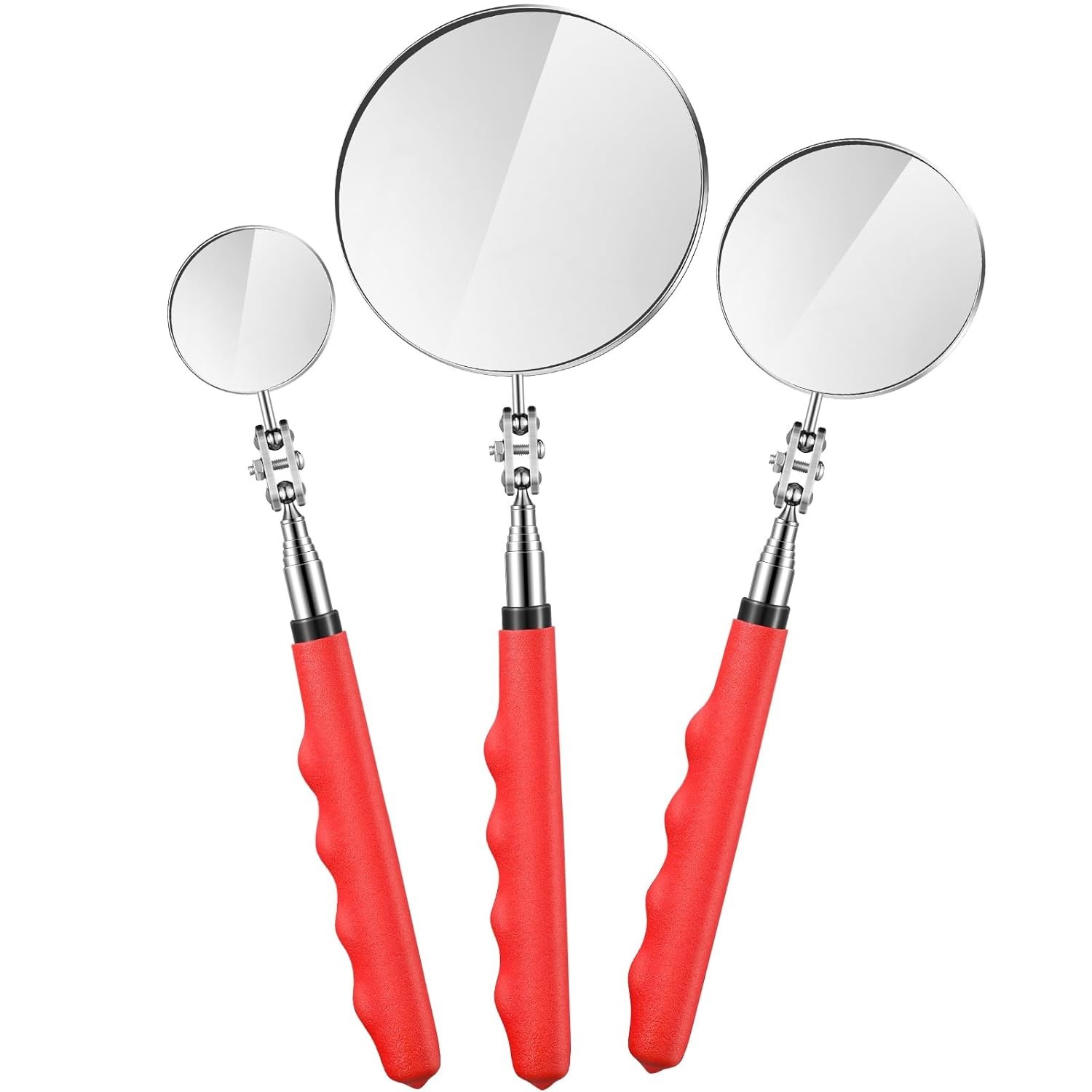 3 Pcs Telescoping Inspection Mirror Stainless Steel Extendable Mechanic Mirror