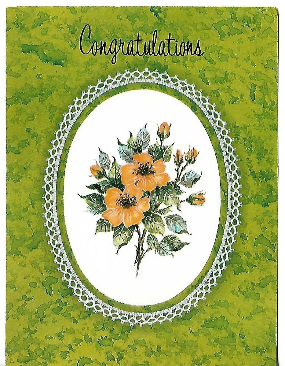 VTG Greeting Card 4.5 x 6" - Congratulations - Yellow Flowers - NO ENVELOPE