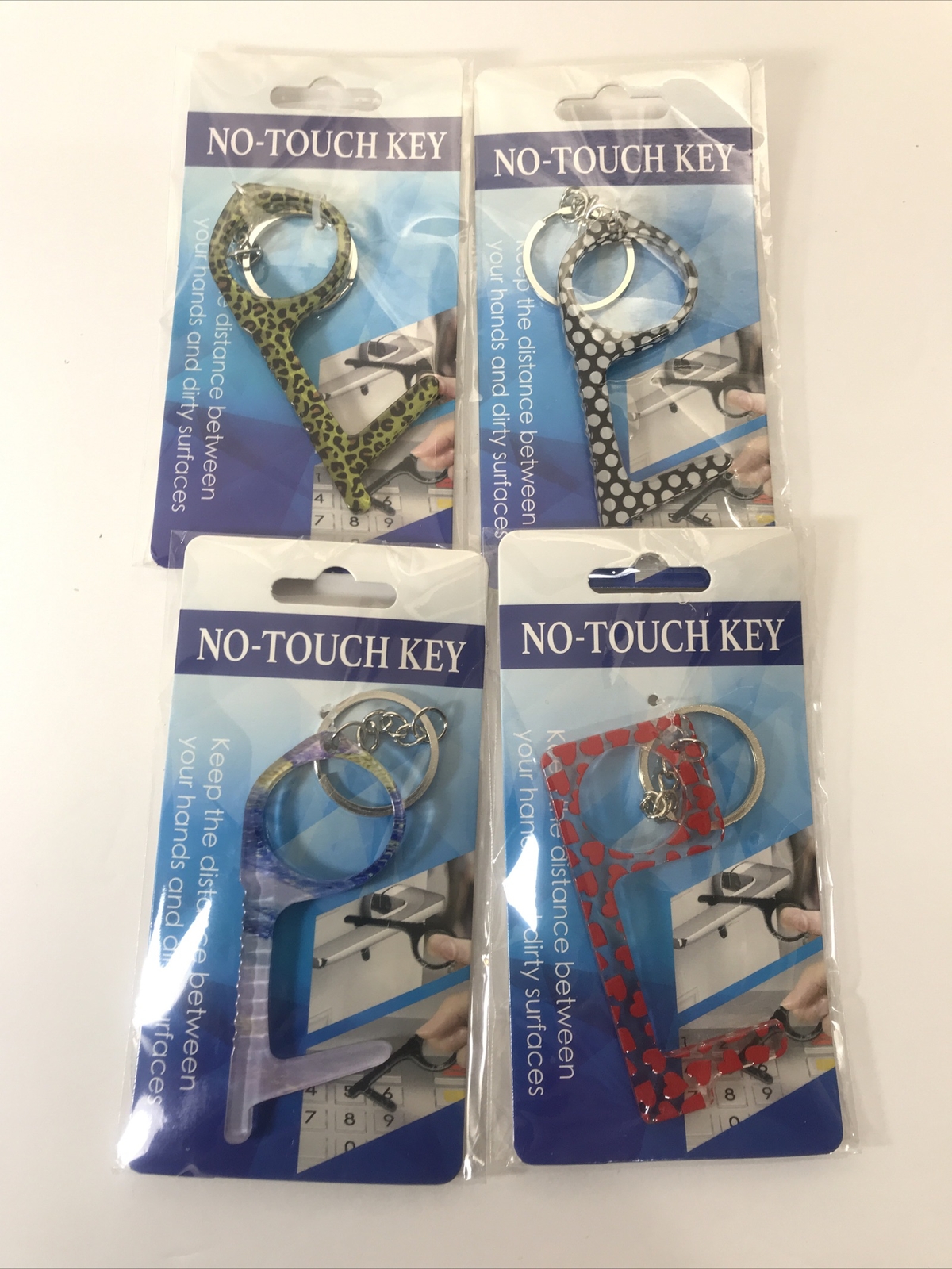 No-Touch Key - Pot A Dot - Door Opener & Key Ring - Germ Protection 4 Set