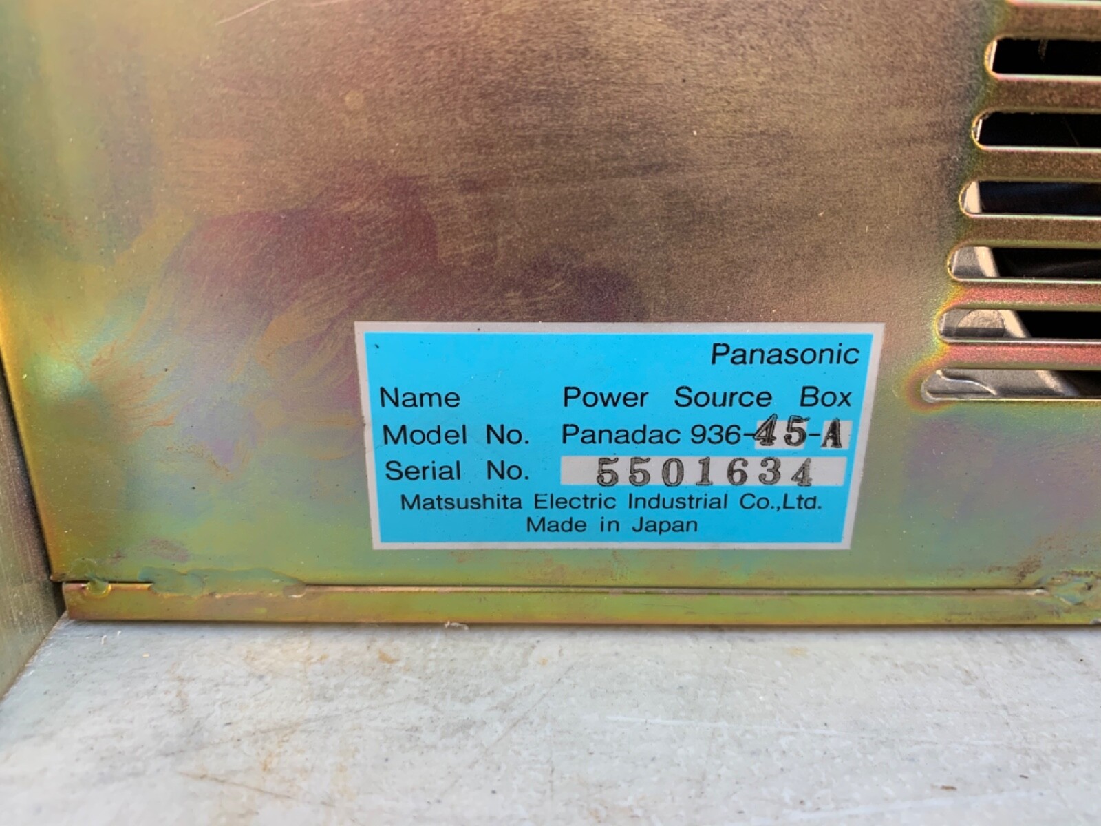 PANASONIC PANADAC Model 936-45A Power Source Box ( Made in Japan)