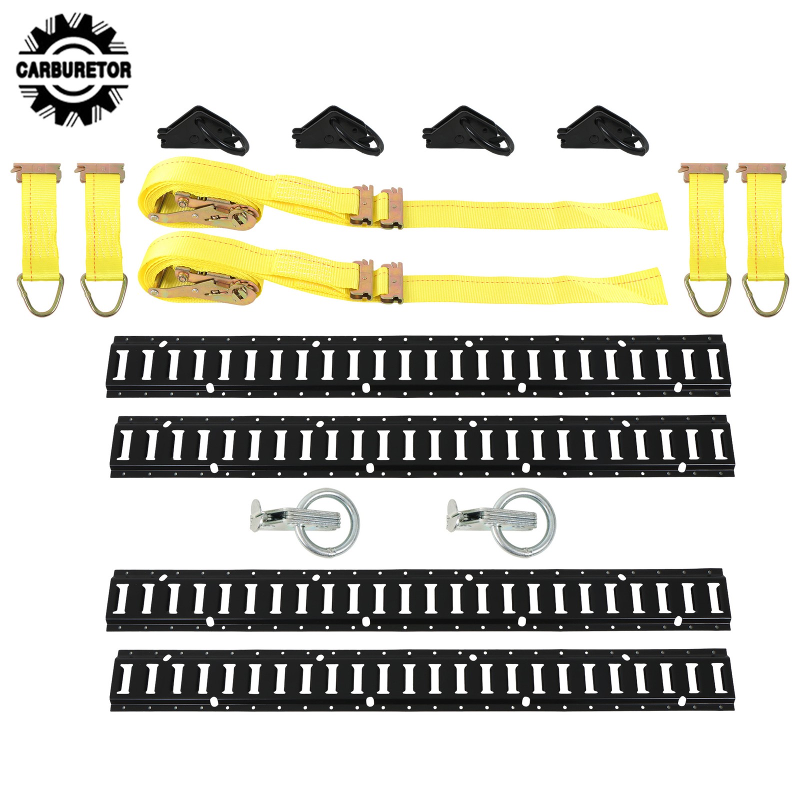 Black Powder Coated E Track Rail Kit, 16 Pack Of 4' Rails For Truck Polyester