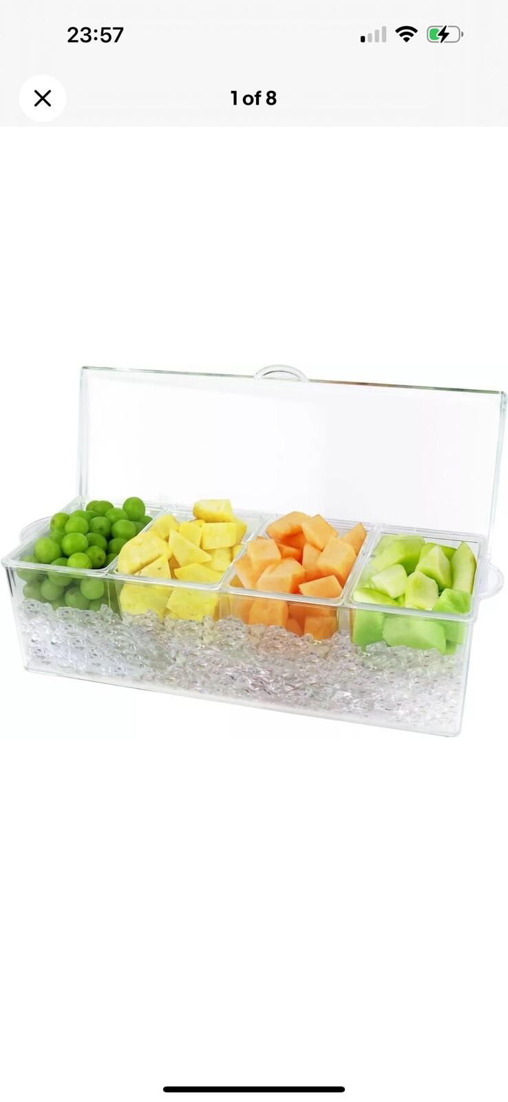 Ice Chilled Condiment Caddy with 5 Containers(17 Fl Oz), Condiment Server w