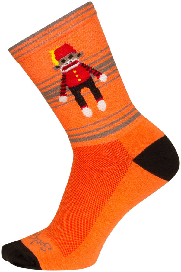 SockGuy Funky Monkey Crew Socks - 6 inch, Orange/Red/Brown, Large/X-Large