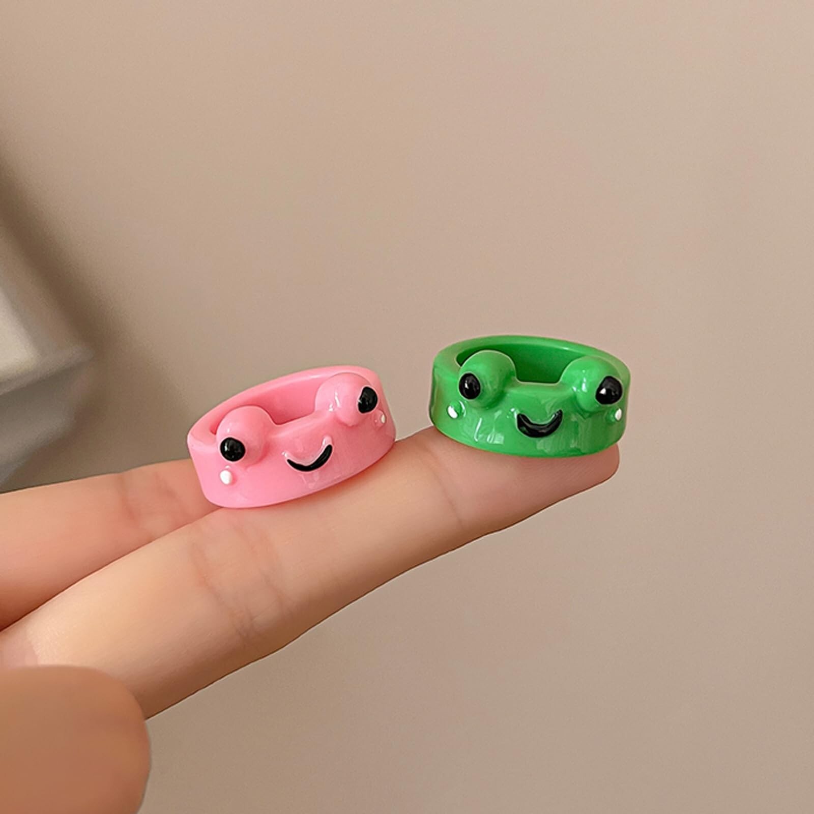 5Pcs/set Acrylic Frog Rings Women Lover Polymer Clay cute Resin Rings for Wom...