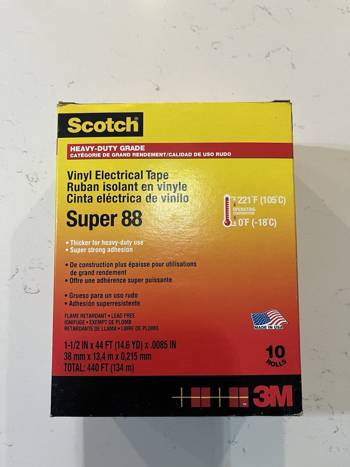 SUPER 88 1-1/2X44 Ft.  Vinyl Electrical Tape 1 1/2in x 44ft - (Pack of 10) NEW