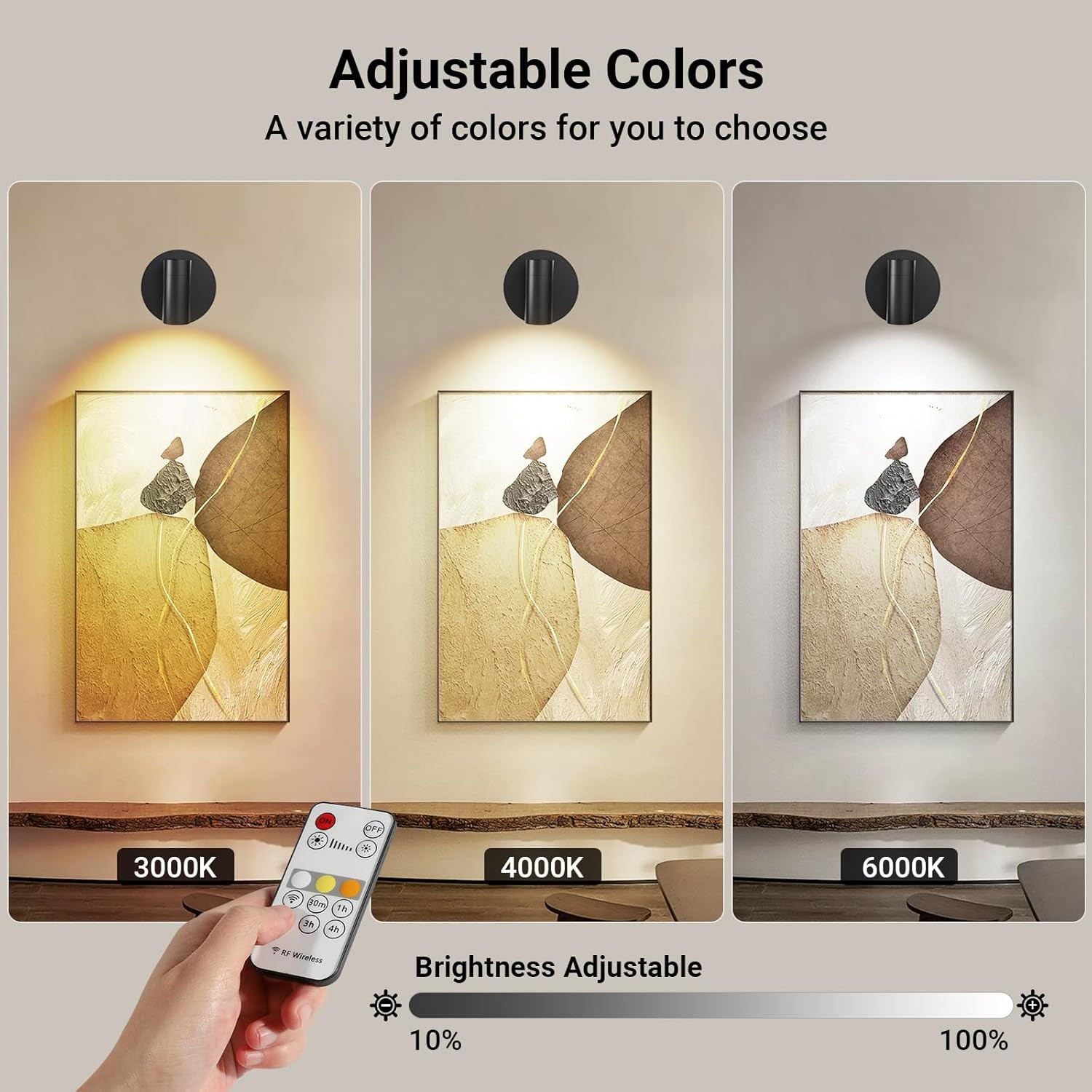 Spotlights Indoor, Wireless Uplighting Indoor with Remote Dimmable, Rechargeable