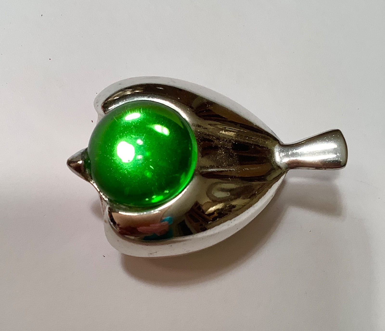 Iconic Christofle Silverplate Green Glass Heart Petite Love Bird