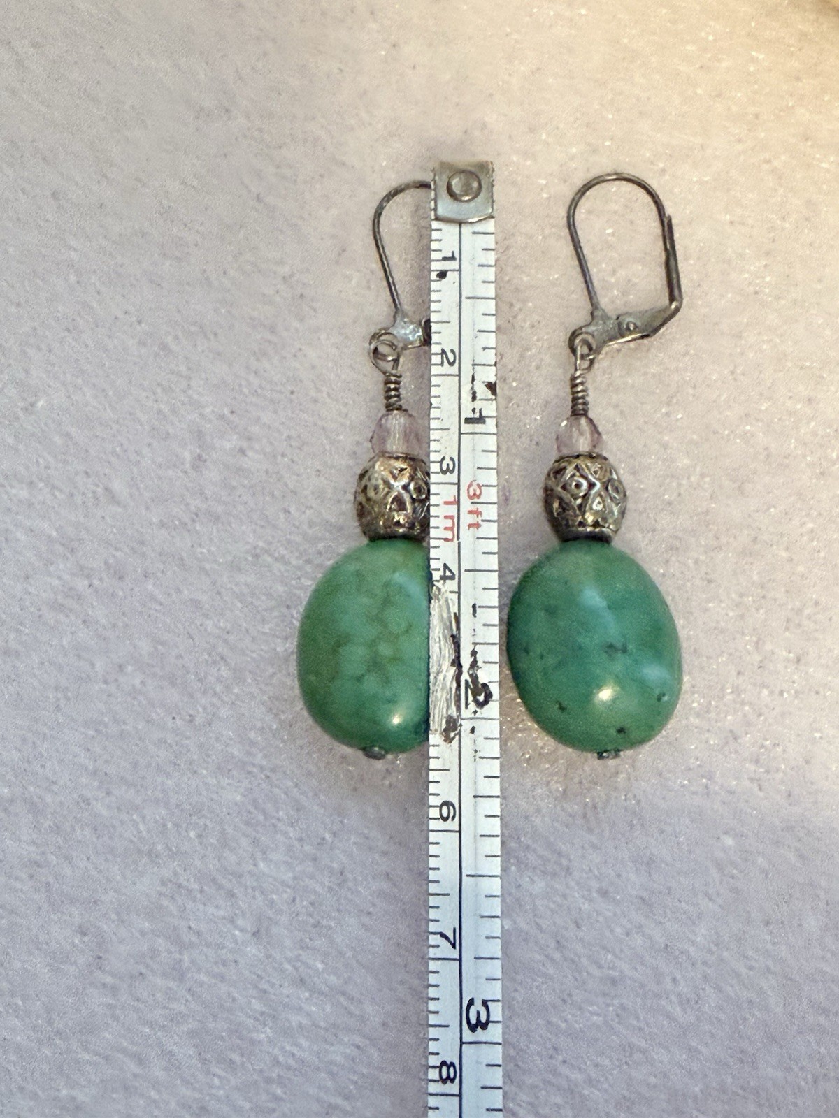GEMSTONE Beaded Drawstring Adjustable Bracelet & Mated 2” Dangle Earrings