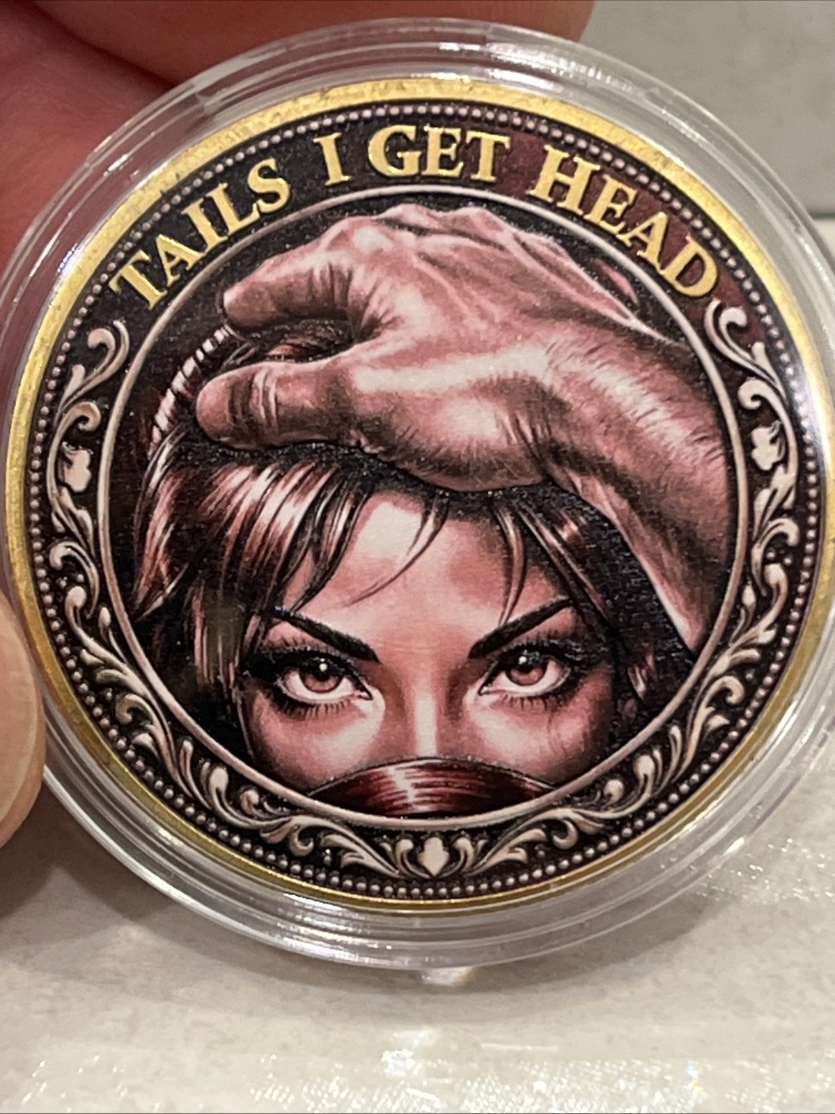 Sexy Colorized Lady Flip Challenge Coin - Playful Heads or Tails Novelty Gift