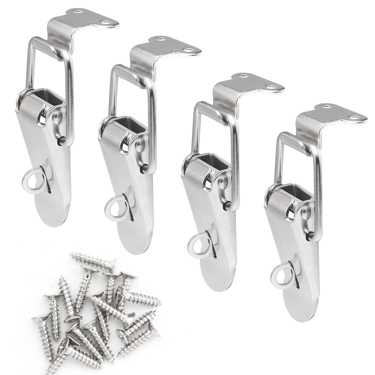 4PCS 74mm 201 Stainless Steel Tool Box Hood Locks Latches Spring Loaded Toggl...