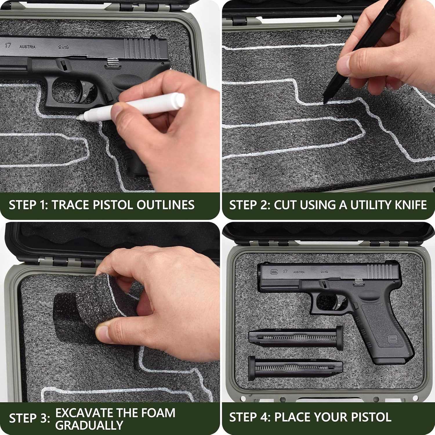Pistol Case for 2 Handguns – TSA Approved Hard Shell Gun Case with Triple-Layer