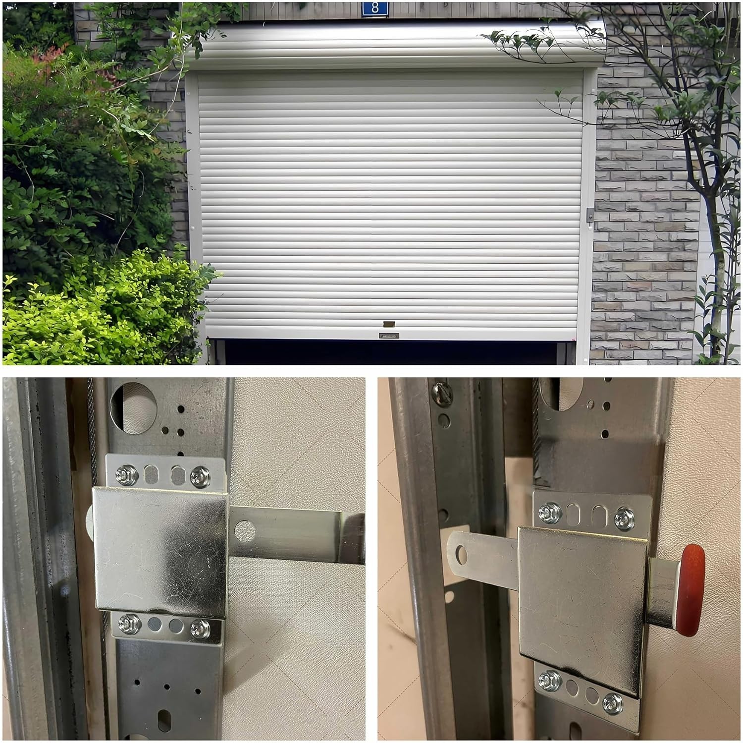 2 Pack Heavy Duty Rolling Garage Door Locks, Inside Garage Doors Deadlock, Co...