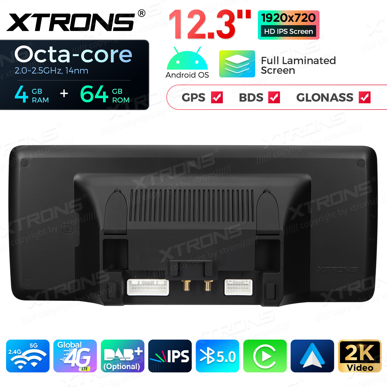 12.3" Screen for Audi A4 A5 Car Stereo Navigation GPS Octa Core Bluetooth 4G 64G