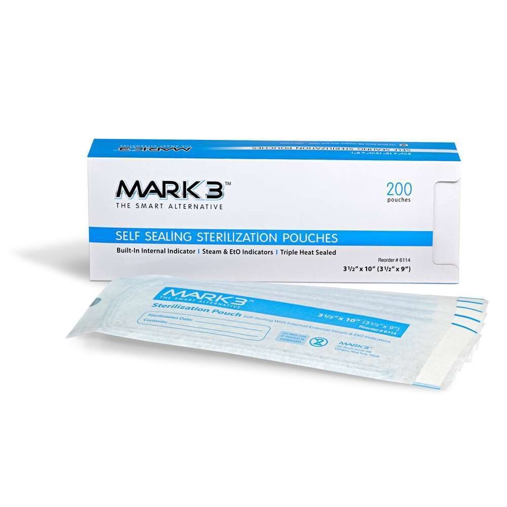 Self Sealing Sterilization Pouches, 2-1/4" x 5", 200/Box, Mark3, 100-6110