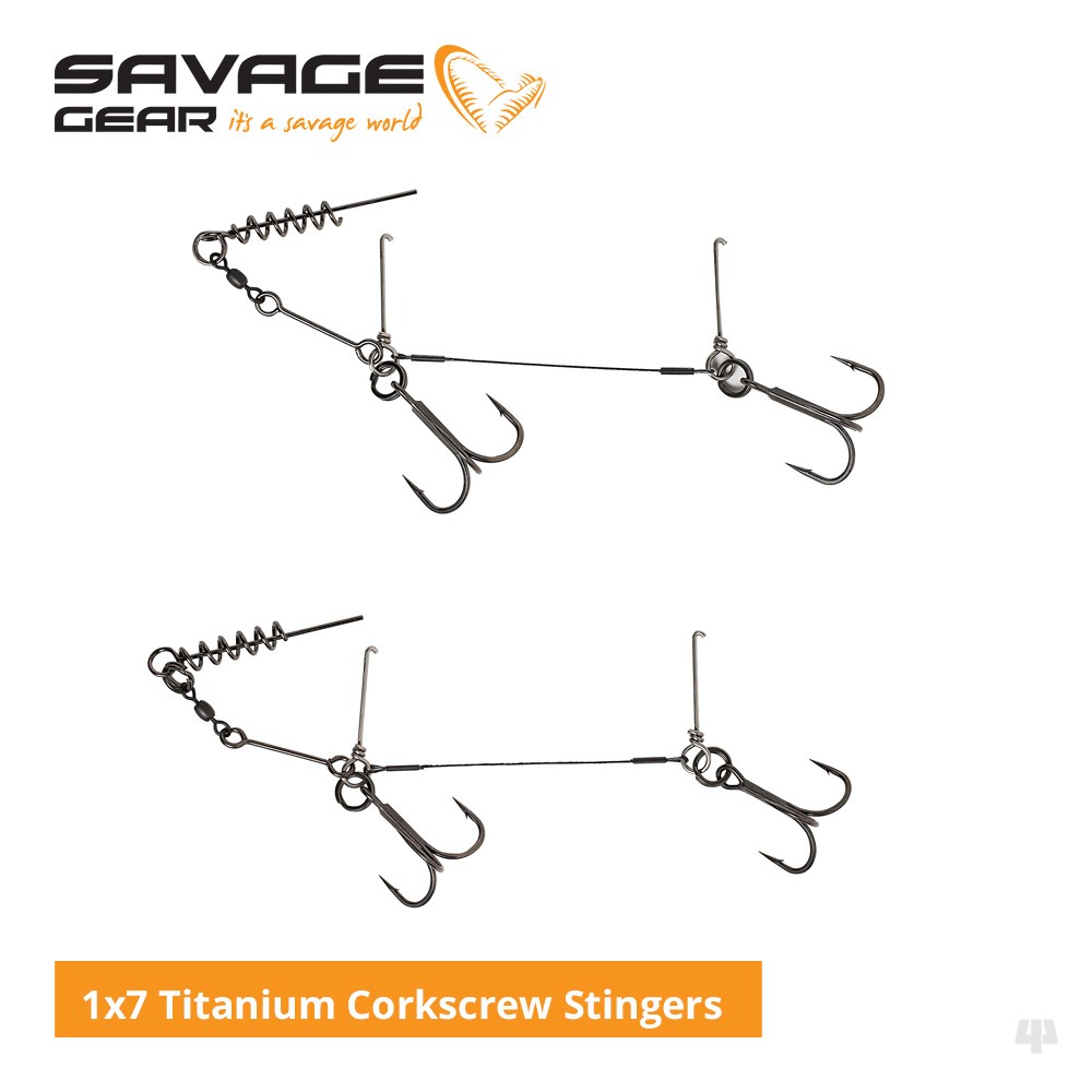 Savage Gear 1x7 Titanium Corkscrew Stingers - Pike Bass Predator Fishing Tackle