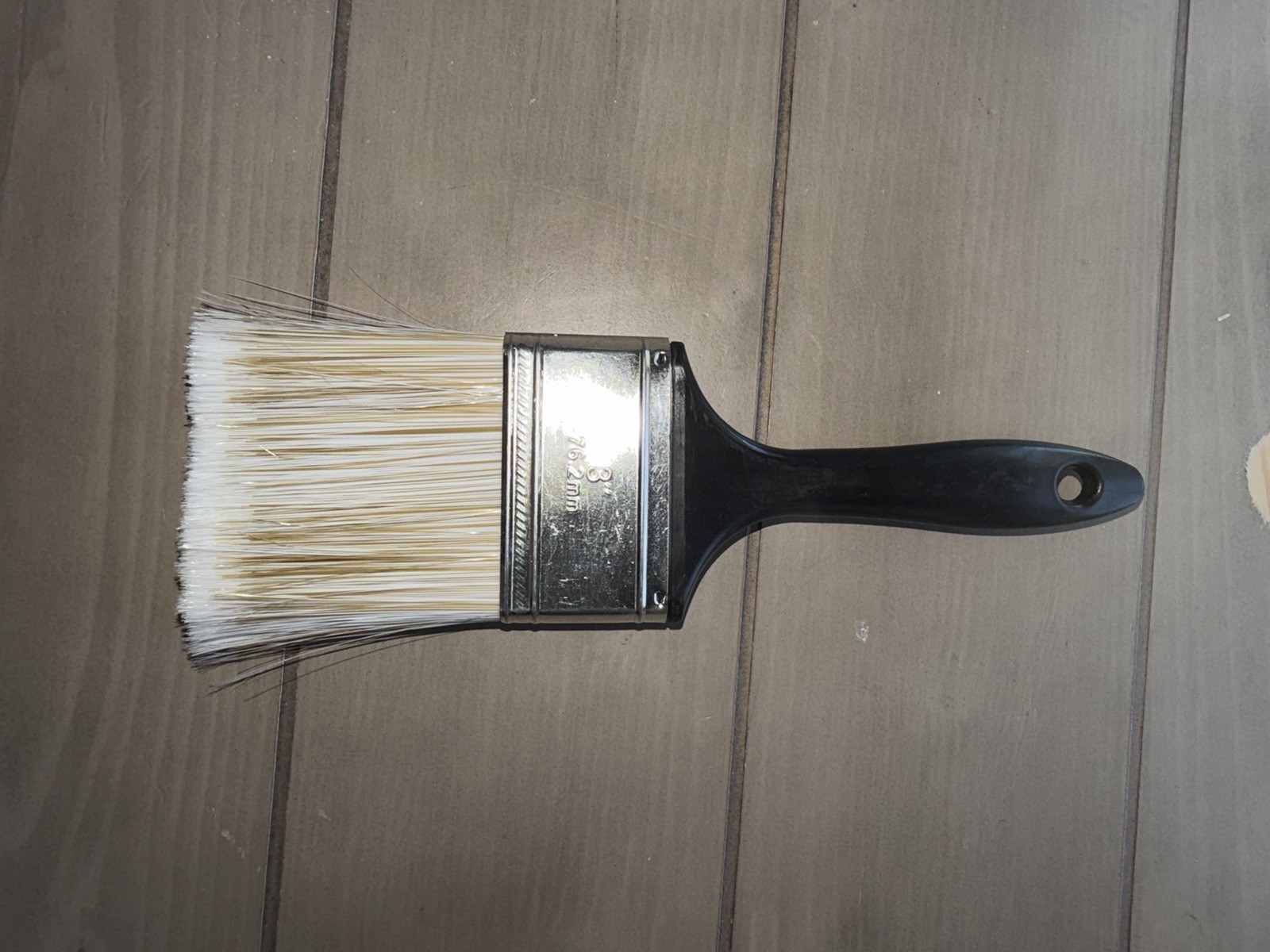 3" Flat Paint Brush Synthetic Bristles Medium, Black Plastic Short Handle