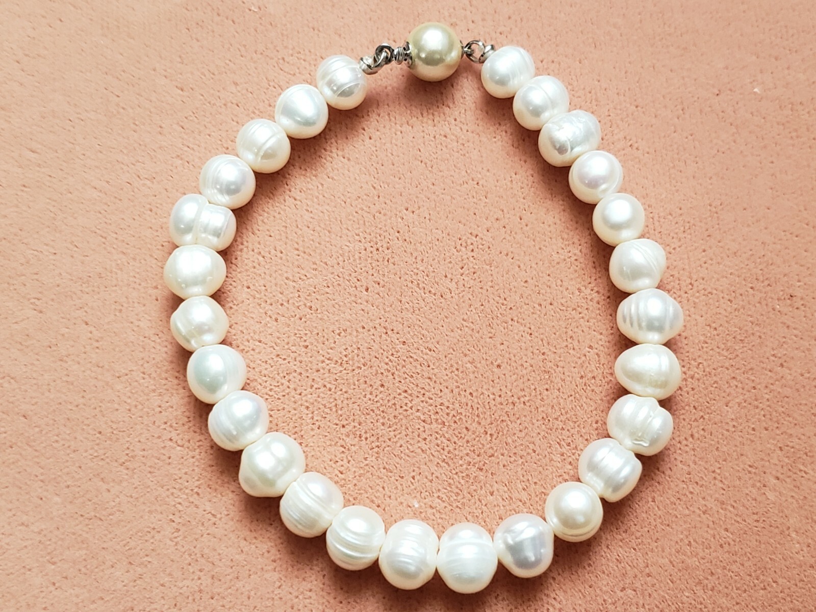 Hand-Made GENUINE * PEARL * BRACELET 7.5", 7.5-8 mm - Made in USA
