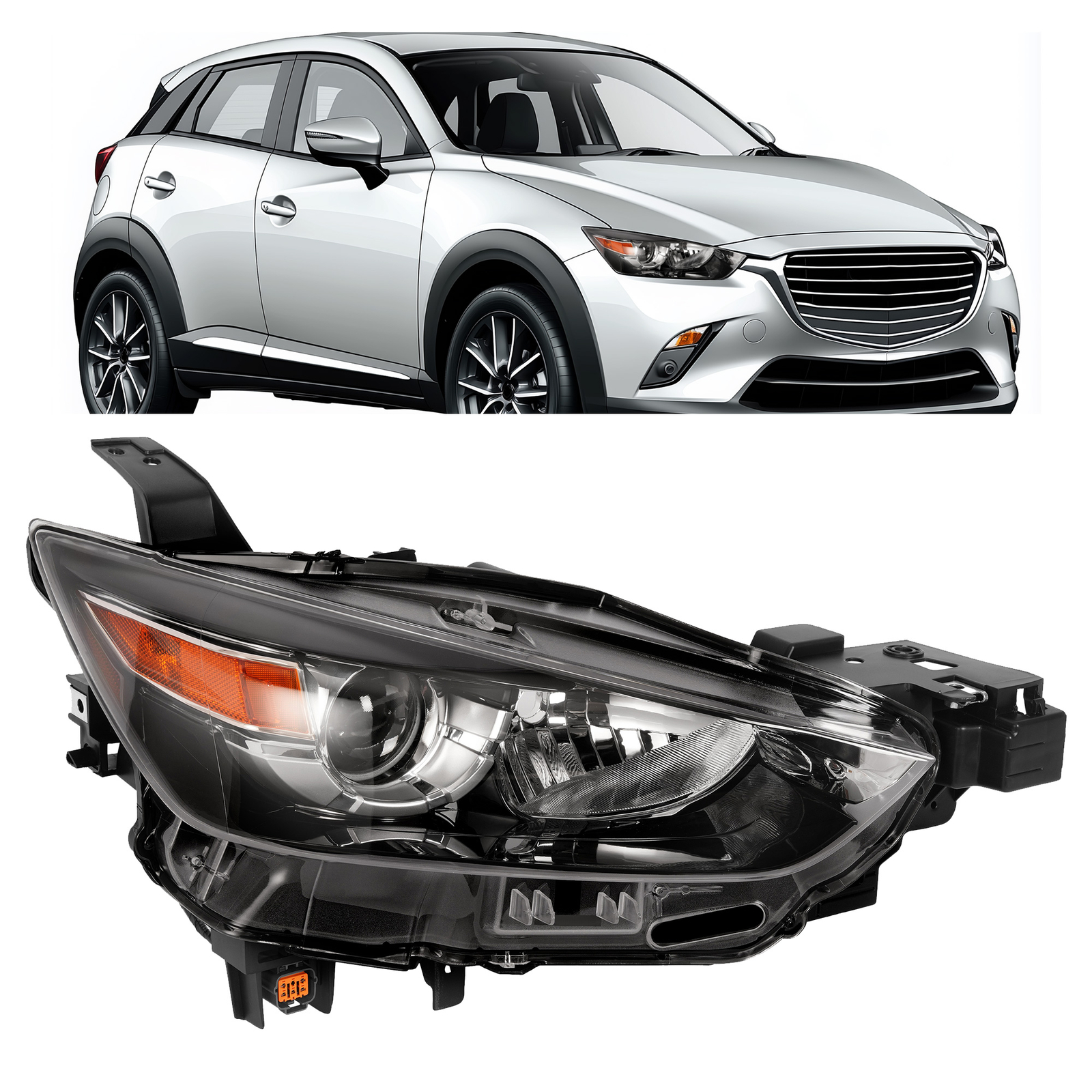 Right Passenger Side Halogen Headlight W/O LED DRL For Mazda CX-3 CX3 2016-2022