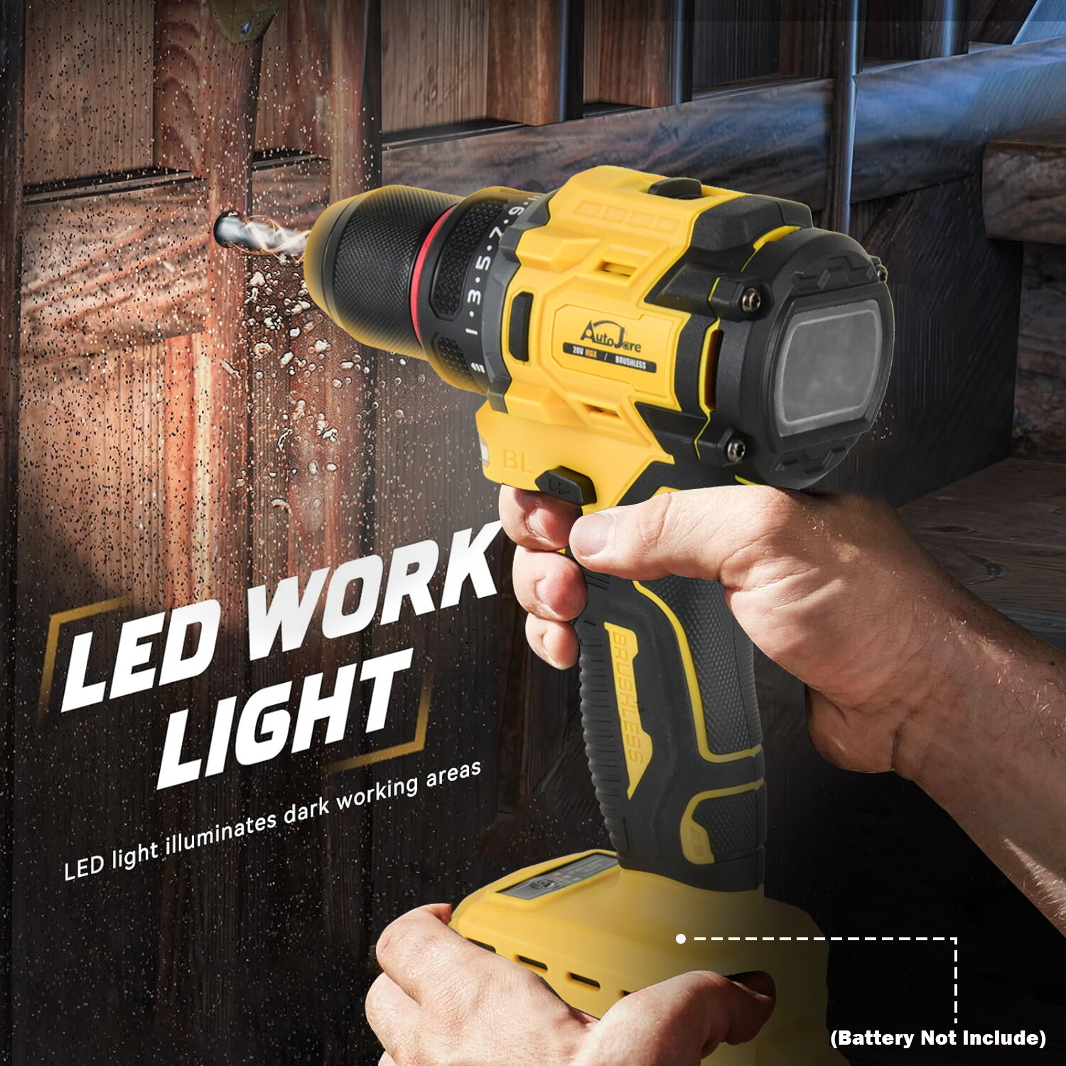 3/8" Cordless Brushless Drill Driver for Dewalt 20V Max Battery TOOL ONLY