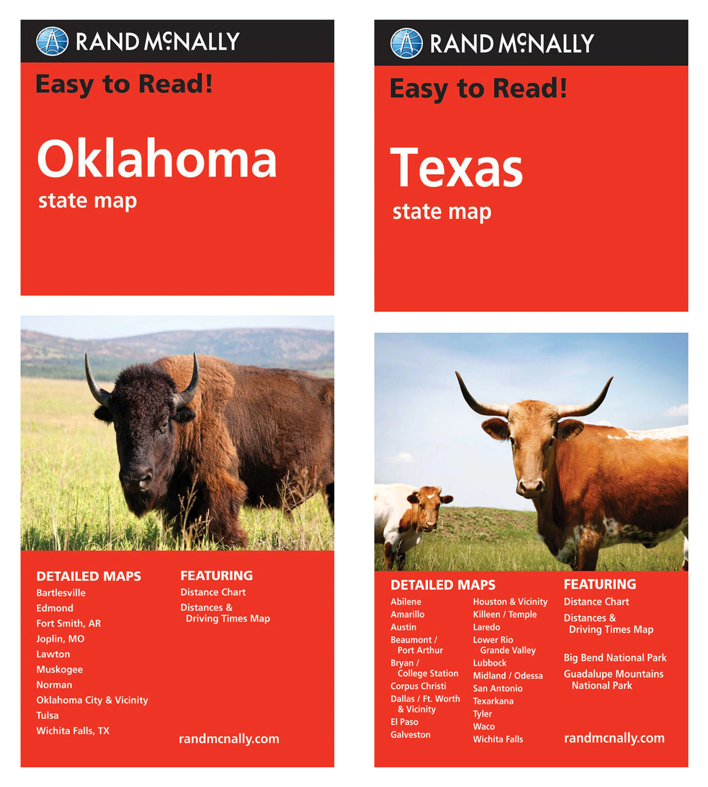 Rand McNally State Maps: Oklahoma and Texas (2 Maps)