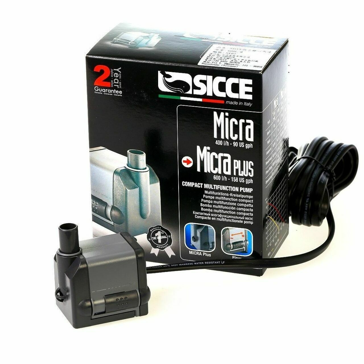 SICCE MICRA PLUS COMPACT MULTIFUNCTION SUBMERSIBLE WATER PUMP  158 GPH