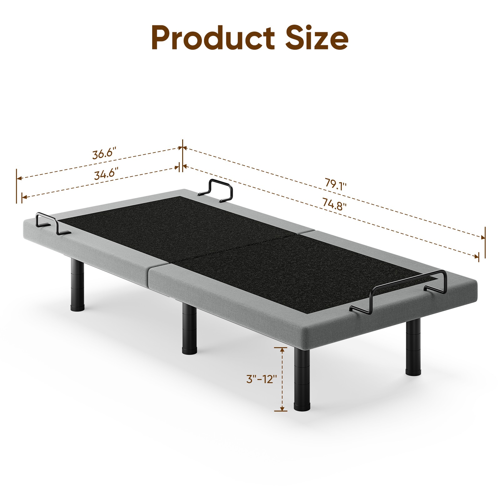 Split King Electirc Adjustable Bed Frame Base With Massage Remote USB Twin XL