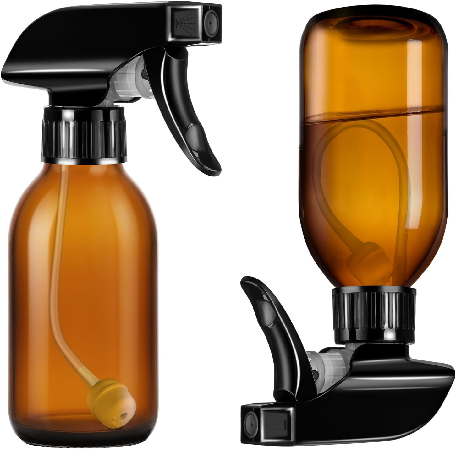 360� 4 OZ Amber Glass Spray Bottles, 2 Pack Empty Refillable Container