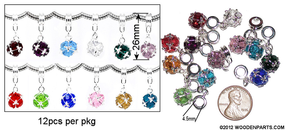 12 pcs birthstone jewelry dangles charm with 10mm stone dangle