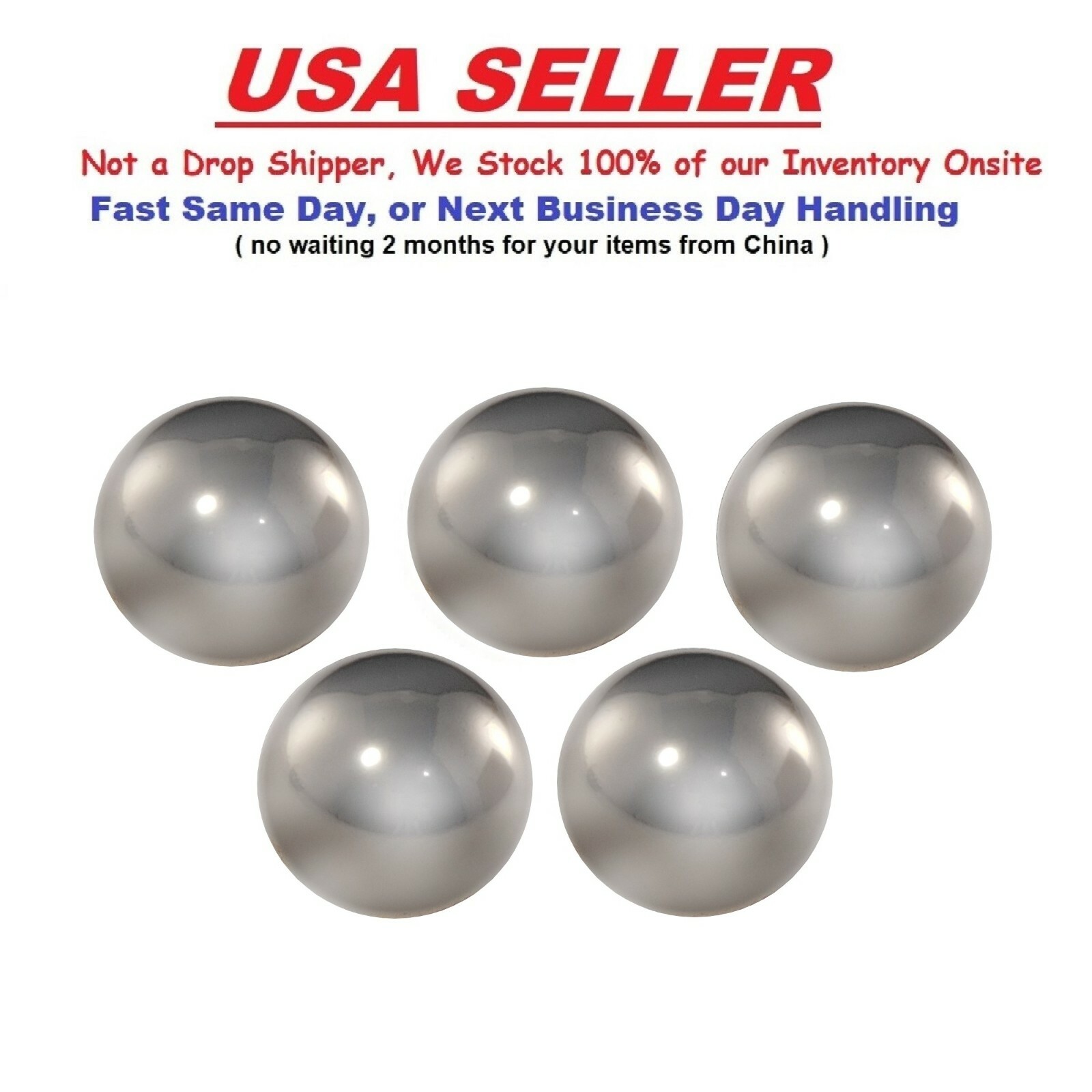 5 pc - 1" Inch Precision 304 Stainless Steel Bearing Ball  (Will Never Rust)