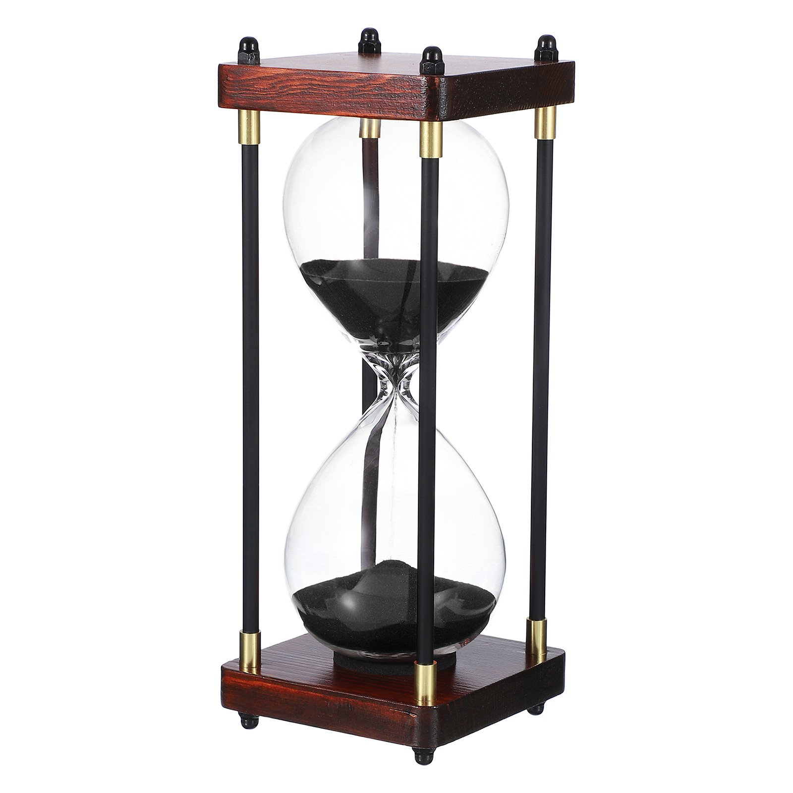 Large Decorative Sand Timer, 60 Min Modern Wooden Hour Glass, Black(Style 2)