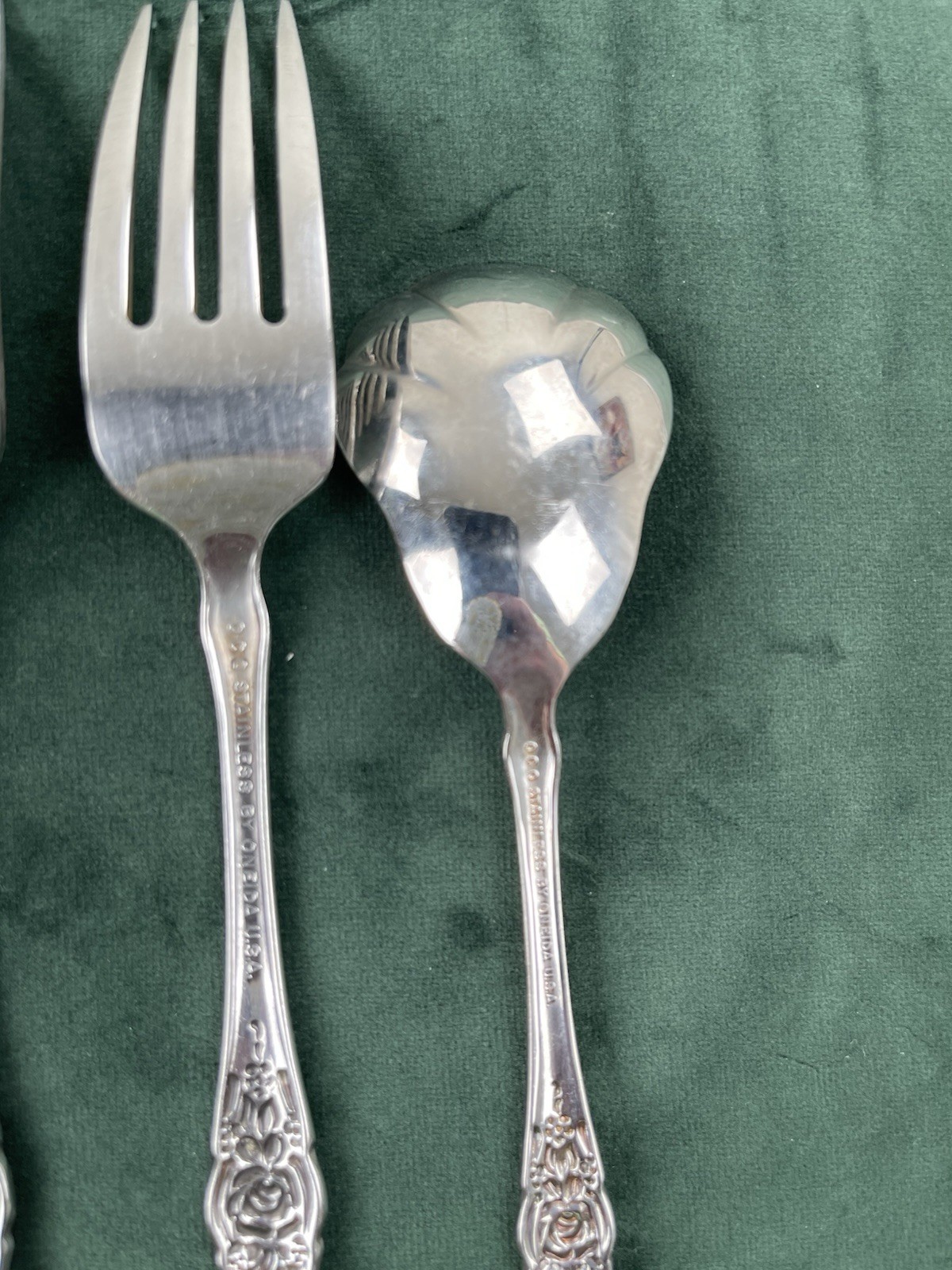 Oneida WORDSWORTH Sugar Spoon Dinner Fork Set 3 Stainless Flatware USA Made