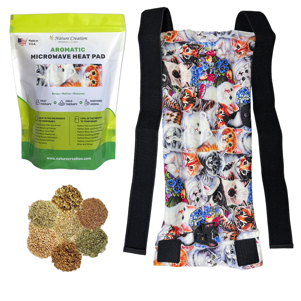 Nature Creation® Microwavable Herbal Heating Pad for Spine and Back