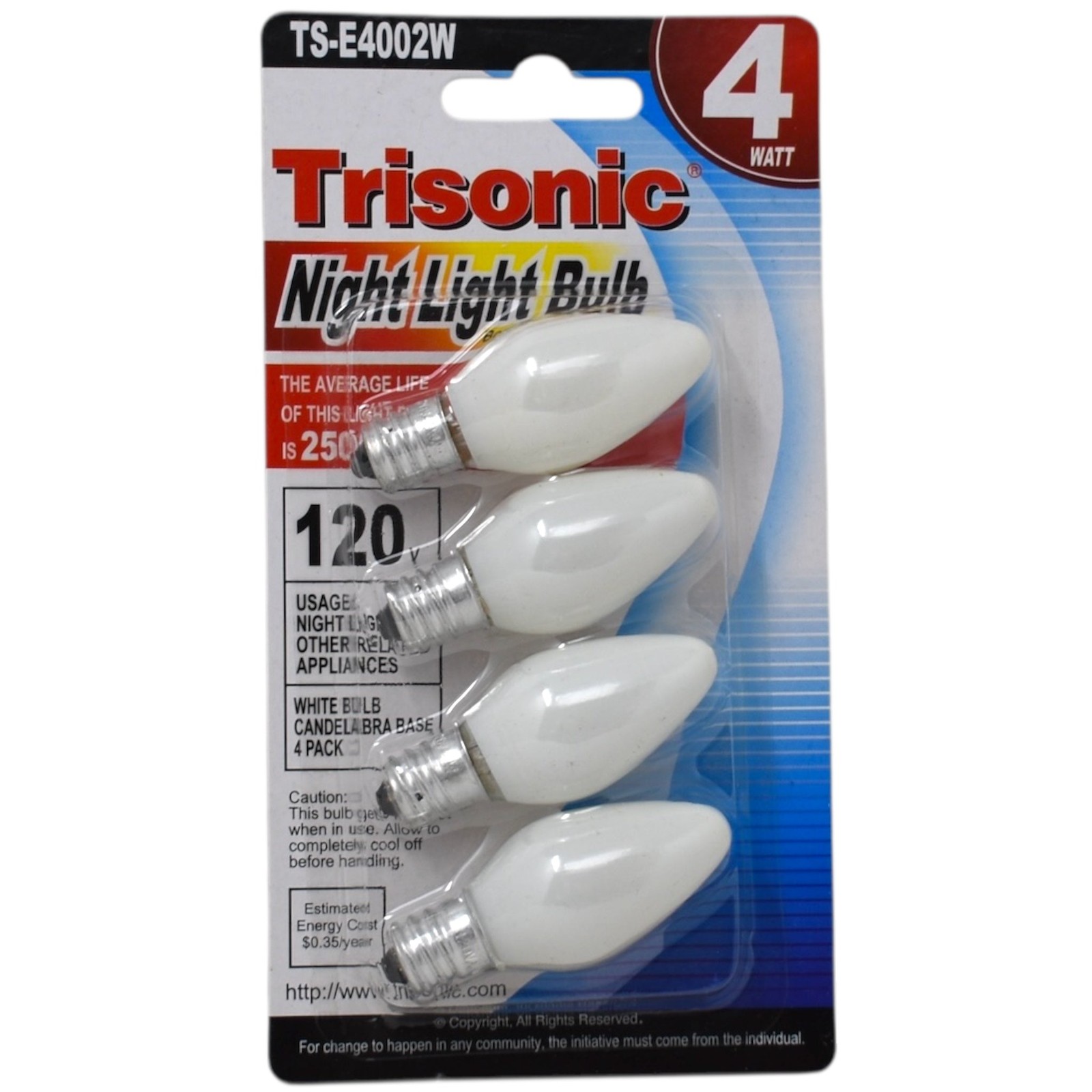 4 Watt White Night Light Bulbs, 4 Count