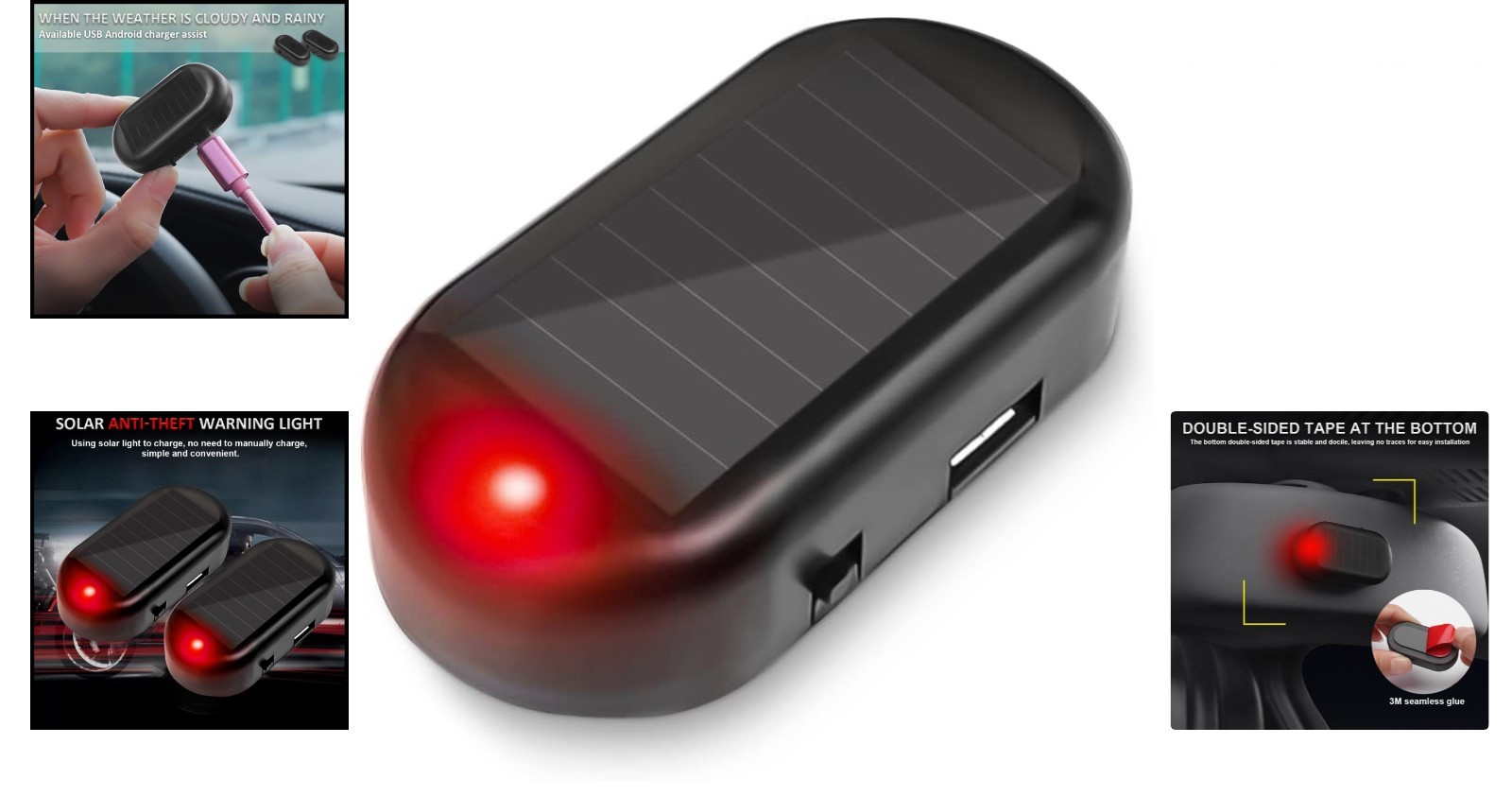 Innovative Solar & USB Car Alarm Light - Night Safety Solution for Vehicles