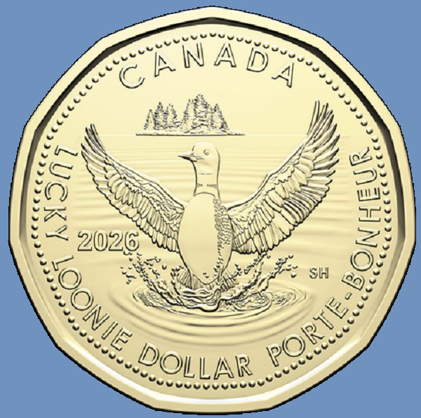 2026 Canada New Lucky Loonie Coin. Mint UNC. One Dollar $1 Loon