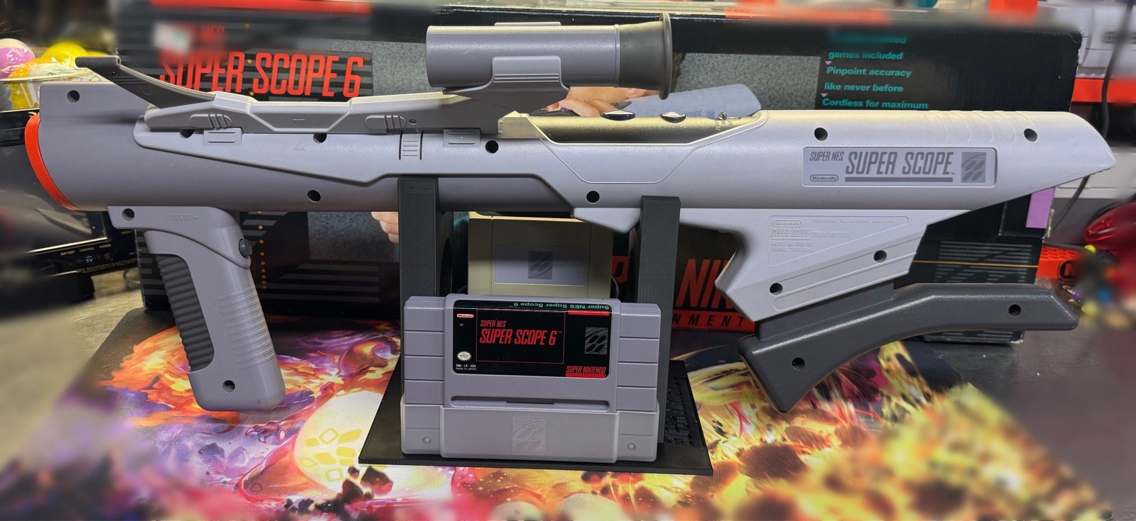 Super Scope Display Stand Only! Holds Sensor, 6x Batts SNES Nintendo Black New