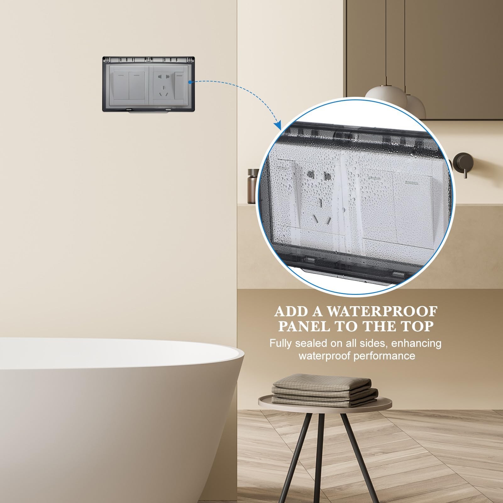 Waterproof Socket Outlet Cover Double Switch Protective Wall Plate, Ultra-Thi...
