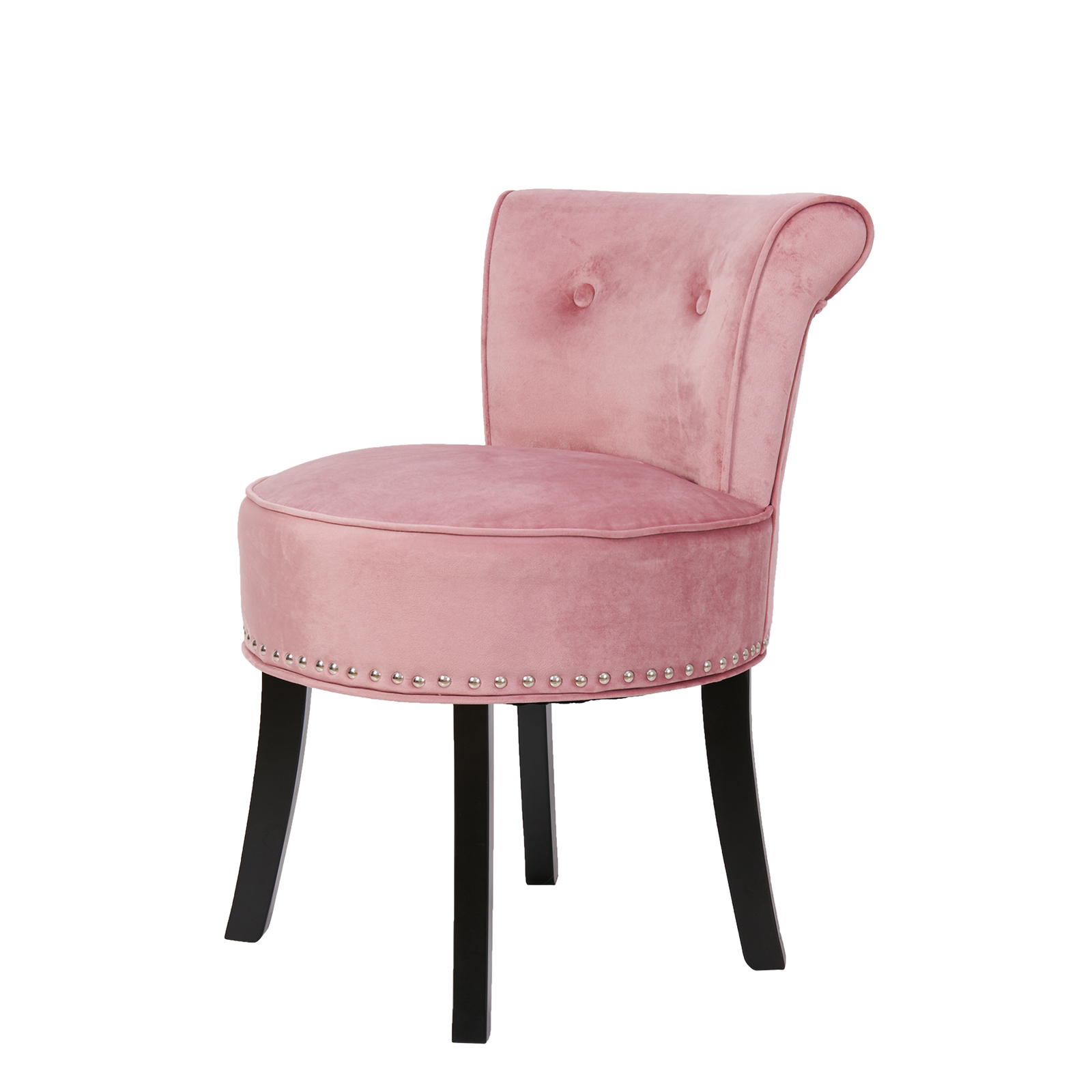 Vanity Stool Chair Makeup Round Velvet Padded Chair with Wood Legs for Bedroom