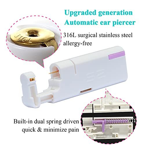 2PCS Disposable Ear Piercing Kit Ear Piercing Gun Self Use Ear Piercings Kit ...