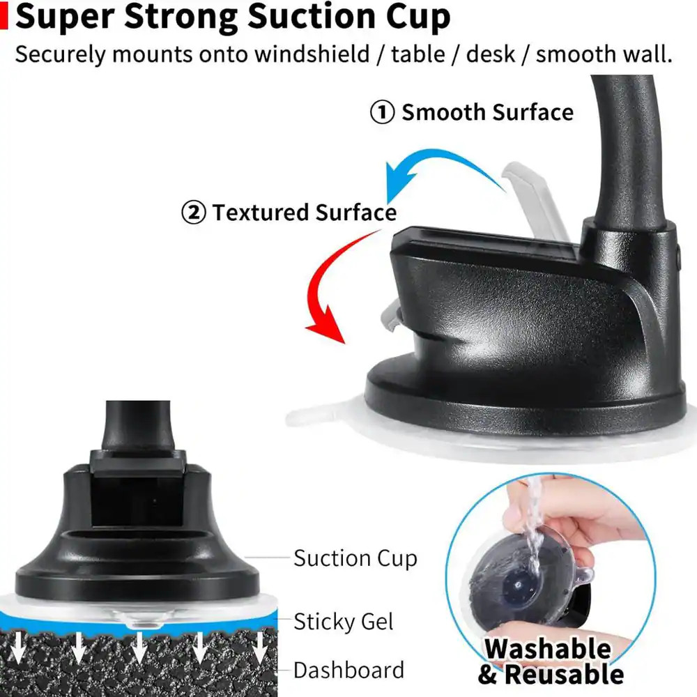 Tablet Car Mount Holder Long Arm Suction Cup Windshield Mount for 7-11 In. Devic