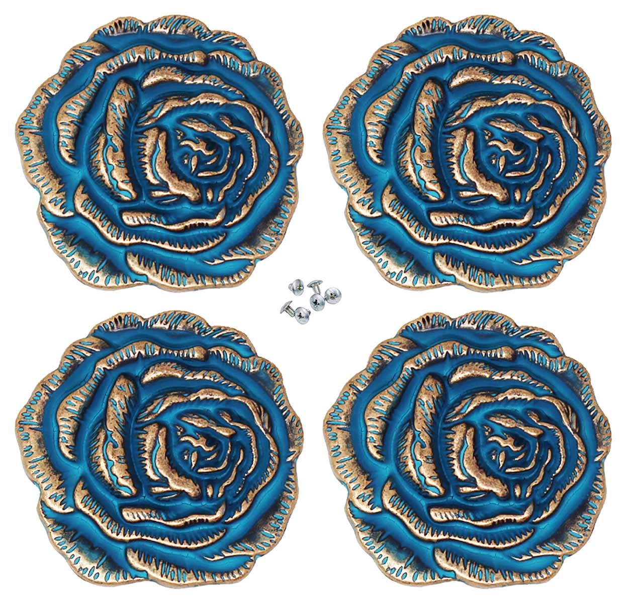 Concho  1-1/2" Set of 4 Rose Engraved  Tack Belt Bag Jewelry Conchos 401627