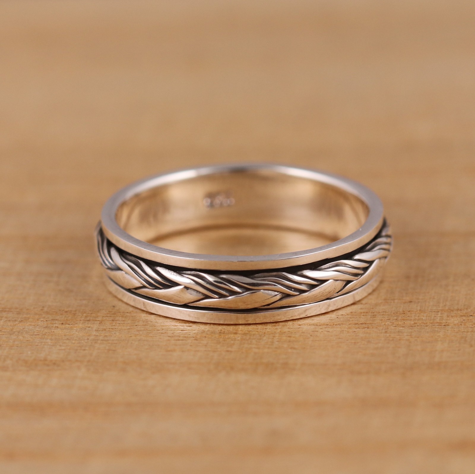 Solid 925 Sterling Silver Celtic Spinning Worry Band/Thumb Ring 5mm Wide