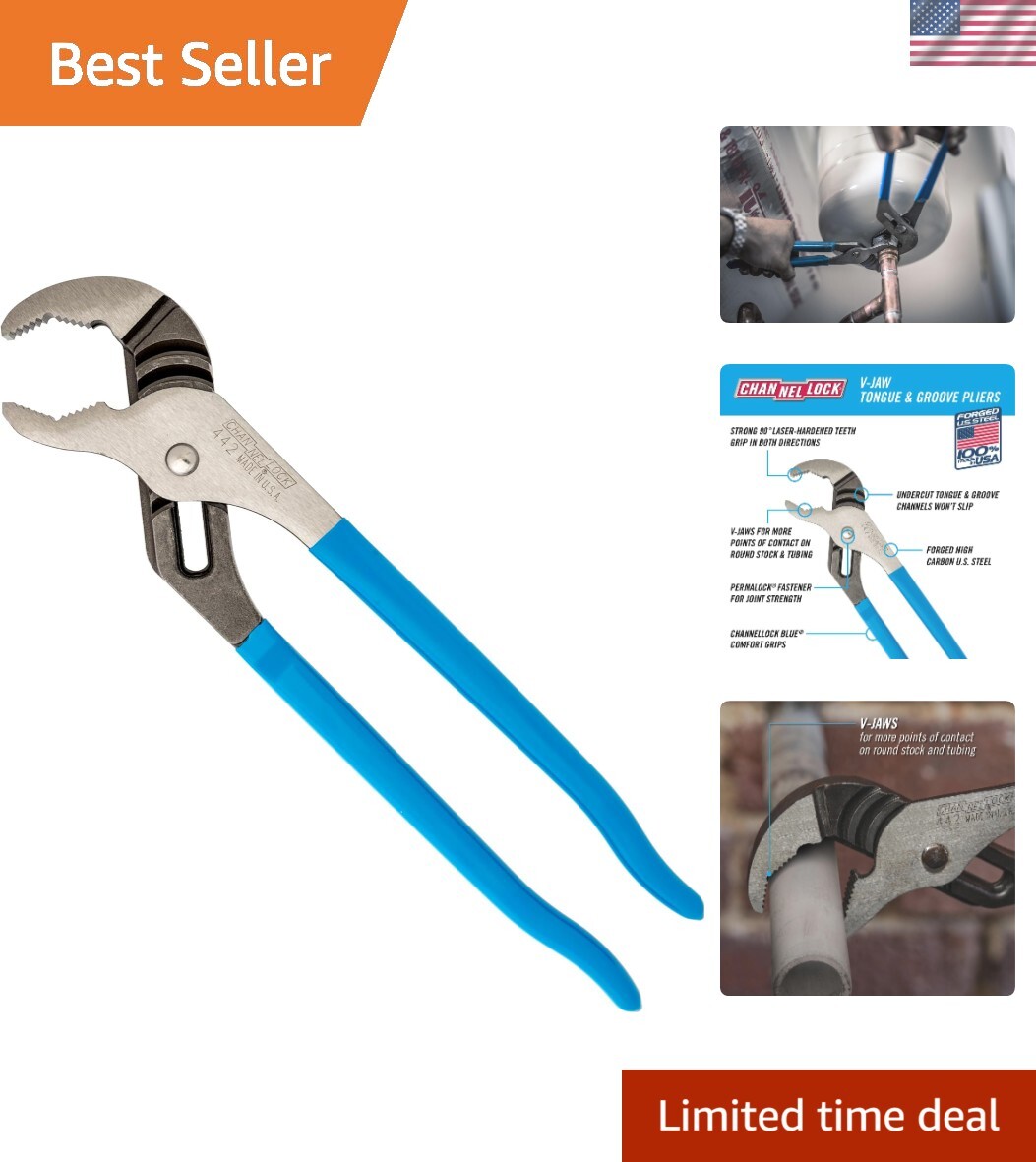 Versatile 12-Inch Tongue and Groove Pliers - Perfect for Home and Jobsite